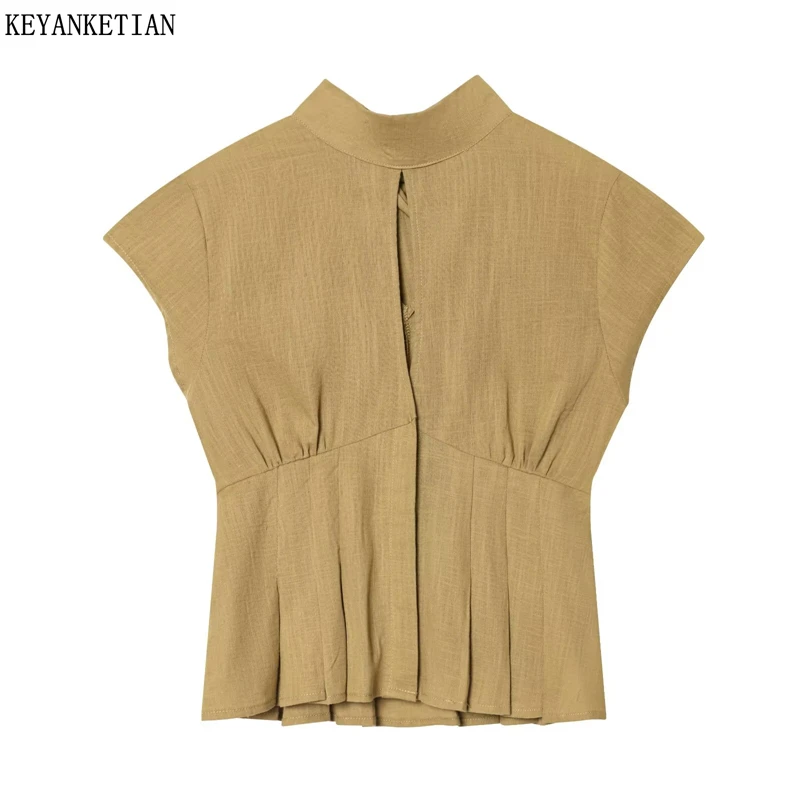 KEYANKETIAN New Women's Bow Tie Blouse Elegant Slim Fit Waist Short Sleeve Peplum Shirt Vintage High Neck Pleated Hem Office Top
KEYANKETIAN New Women's Bow Tie Blouse Elegant Slim Fit Waist Short Sleeve Peplum Shirt Vintage High Neck Pleated Hem Office Top