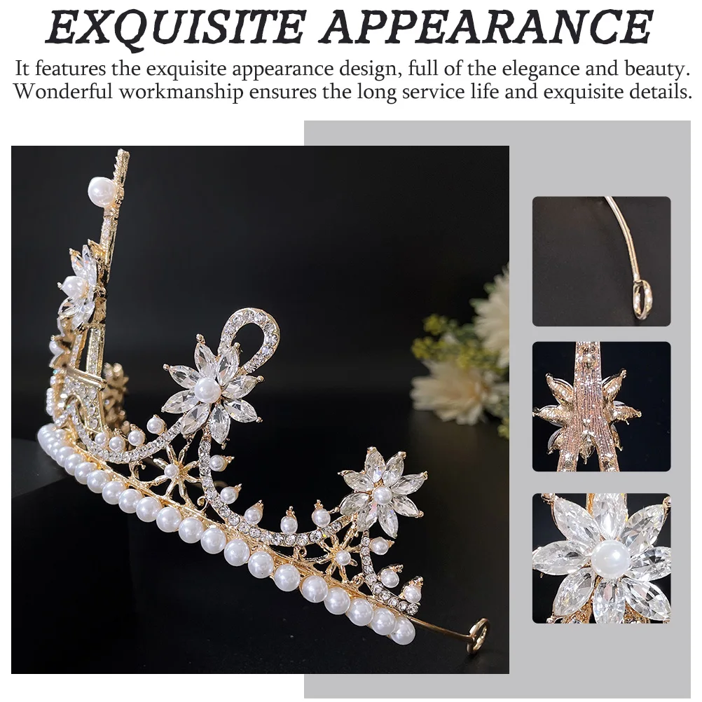 Rhinestone Crown Hair Accessory Pearl Design Wedding Prom Birthday Headdress Girls Headwear Decorative Photo Prop 
Rhinestone Crown Hair Accessory Pearl Design Wedding Prom Birthday Headdress Girls Headwear Decorative Photo Prop