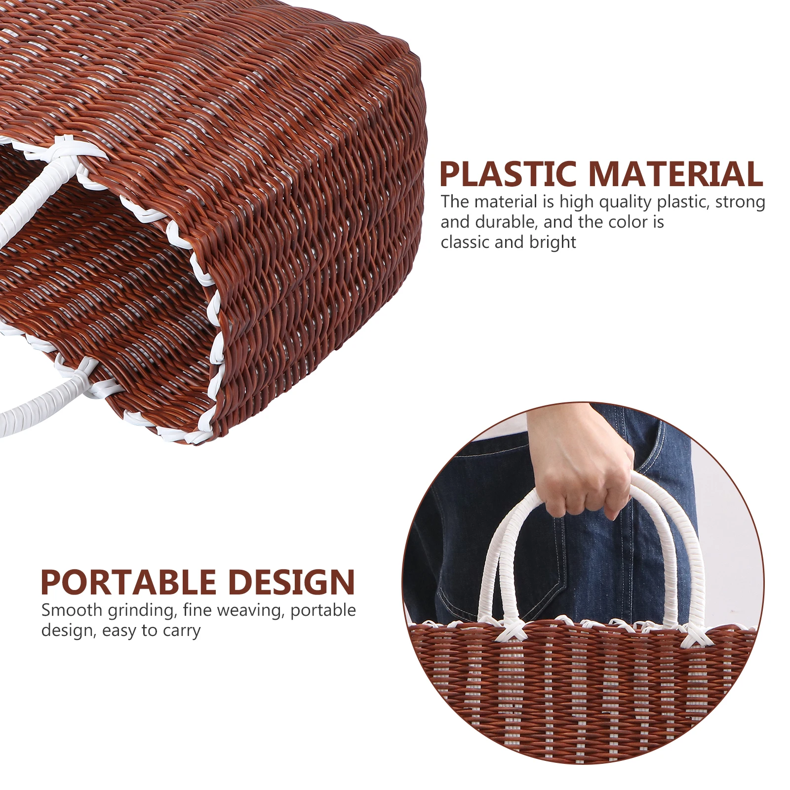 1pc Plastic Storage Basket Smooth Portable Retro Shopping Vegetables Bathroom Toiletries Organizer Weaving Handle
1pc Plastic Storage Basket Smooth Portable Retro Shopping Vegetables Bathroom Toiletries Organizer Weaving Handle