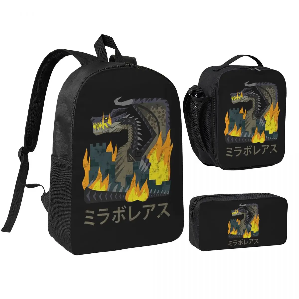 Monster Hunter World Iceborne Nargacuga Kanji Icon Backpack BookBag School Bag Shoulder Bags 3ps Insulated Lunch Bag Pencil Case
Monster Hunter World Iceborne Nargacuga Kanji Icon Backpack BookBag School Bag Shoulder Bags 3ps Insulated Lunch Bag Pencil Case