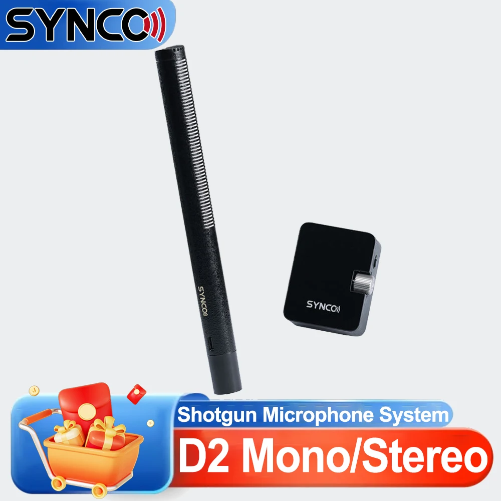 Synco D2 Mono Wireless Shotgun Microphone System 20 kHz Wireless Hypercardioid Shotgun Microphone with Noise Cancellation
Synco D2 Mono Wireless Shotgun Microphone System 20 kHz Wireless Hypercardioid Shotgun Microphone with Noise Cancellation