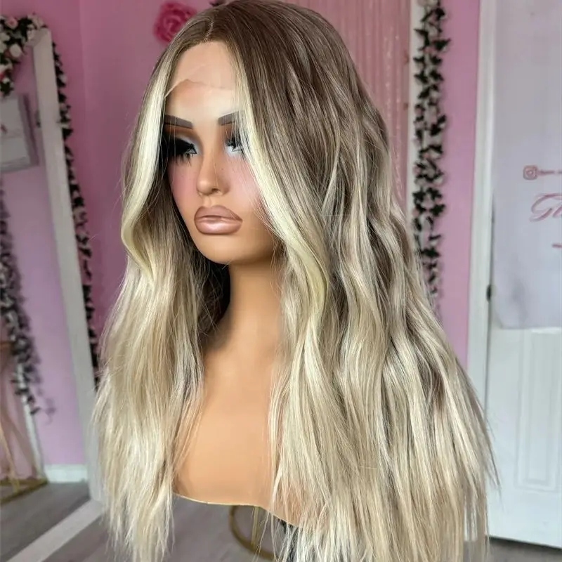 Wavy Hair Ombre Ash Blonde Synthetic HD Invisible Lace Front Wig Realistic Hairline Wig For Women Alopecia Hairloss Free Part
Wavy Hair Ombre Ash Blonde Synthetic HD Invisible Lace Front Wig Realistic Hairline Wig For Women Alopecia Hairloss Free Part