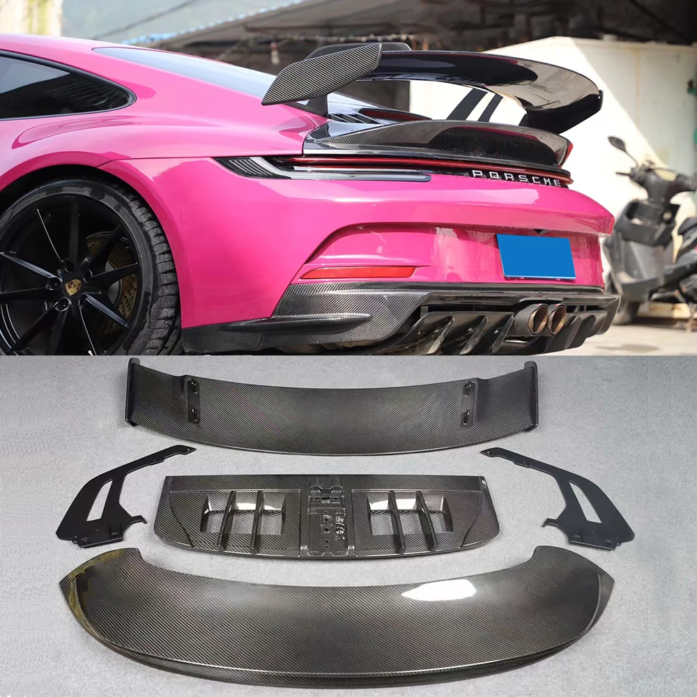 For Porsche 911, 992 GT3 style real dry carbon fiber rear trunk spoiler, rear wing, tail wing, fender parts upgrades, body kits
For Porsche 911, 992 GT3 style real dry carbon fiber rear trunk spoiler, rear wing, tail wing, fender parts upgrades, body kits