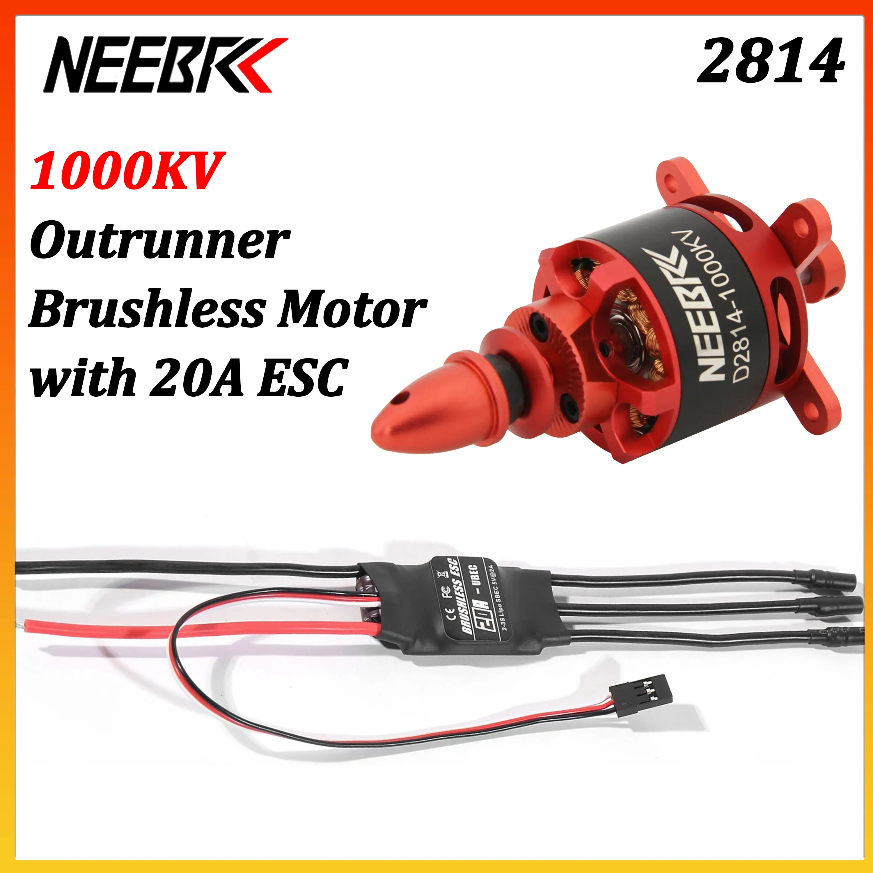 NEEBRC 2814 Outrunner Brushless Motor 1000KV with 20A ESC Combo for RC Fixed-wing Helicopter Drone Airplane DIY Toy Accessories
NEEBRC 2814 Outrunner Brushless Motor 1000KV with 20A ESC Combo for RC Fixed-wing Helicopter Drone Airplane DIY Toy Accessories