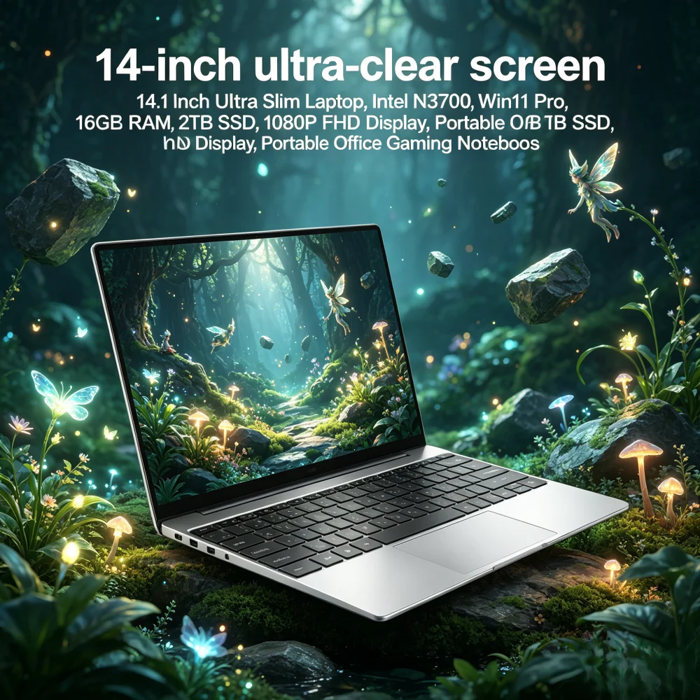 14.1 Inch Ultra Slim Laptop Intel N3700 Win11 Pro 16GB RAM 2TB SSD 1080P FHD Display Portable Office Gaming Notebook
14.1 Inch Ultra Slim Laptop Intel N3700 Win11 Pro 16GB RAM 2TB SSD 1080P FHD Display Portable Office Gaming Notebook