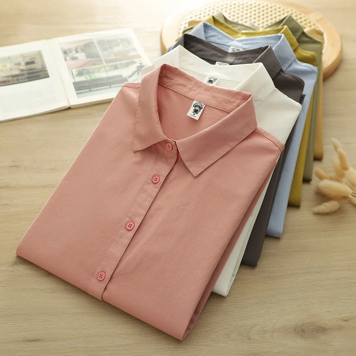 Autumn Women's Clothing Solid Color High Quality Cotton Long Sleeve Blouse For Woman Casual Button Up Shirt With Pointed Collar
Autumn Women's Clothing Solid Color High Quality Cotton Long Sleeve Blouse For Woman Casual Button Up Shirt With Pointed Collar