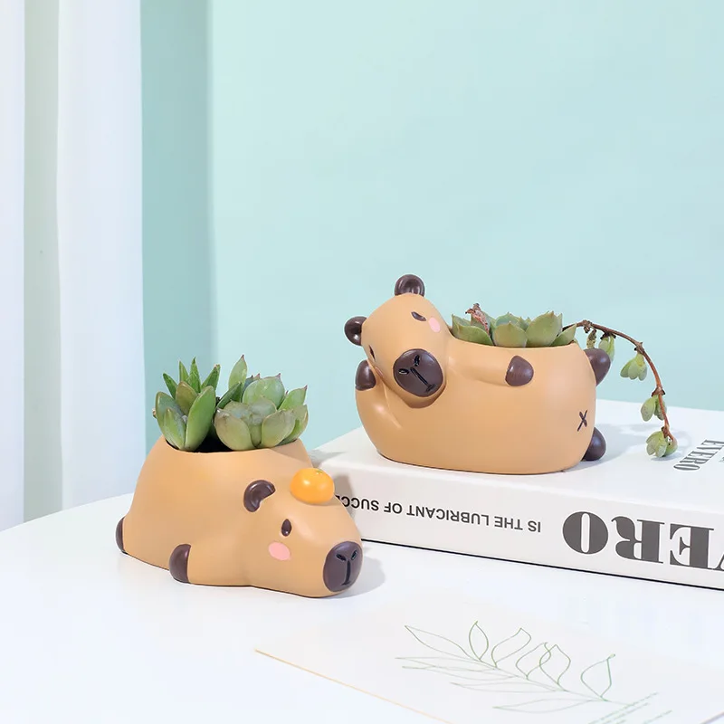Cute Cartoon Capybara Carsucculent Flower Pot, Home Table Decoration Small Flower Pot Container. Landscape Potted Flower Device
Cute Cartoon Capybara Carsucculent Flower Pot, Home Table Decoration Small Flower Pot Container. Landscape Potted Flower Device