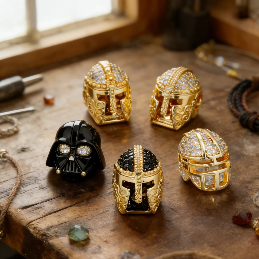 4Pcs Beads Brass Zircon Helmet Warrior Beaded Charms for DIY Jewelry Bracelet Necklace Cool Shiny Daily Handmade Accessories
4Pcs Beads Brass Zircon Helmet Warrior Beaded Charms for DIY Jewelry Bracelet Necklace Cool Shiny Daily Handmade Accessories