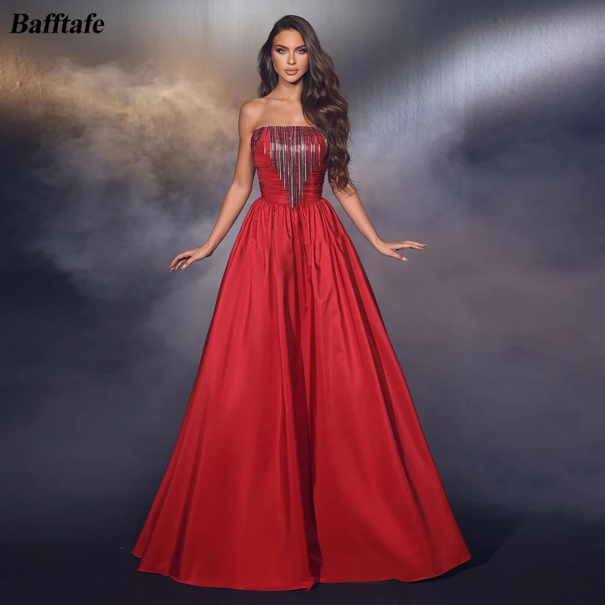 Bafftafe Red Satin Mermaid Woman Evening Dresses Strapless Tassel Formal Party Dress Pleated Special Occasion Formal Prom Gowns
Bafftafe Red Satin Mermaid Woman Evening Dresses Strapless Tassel Formal Party Dress Pleated Special Occasion Formal Prom Gowns