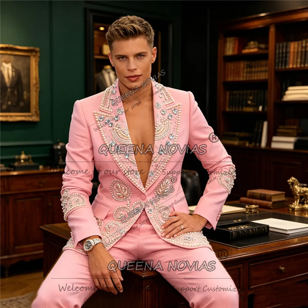 Shiny Crystals Rhinestone Man Suits Sets 2 Piece Fashion Customized Groom Tuxedos Peaked Lapel Outfits Shiny Chic Ropa Hombre
Shiny Crystals Rhinestone Man Suits Sets 2 Piece Fashion Customized Groom Tuxedos Peaked Lapel Outfits Shiny Chic Ropa Hombre