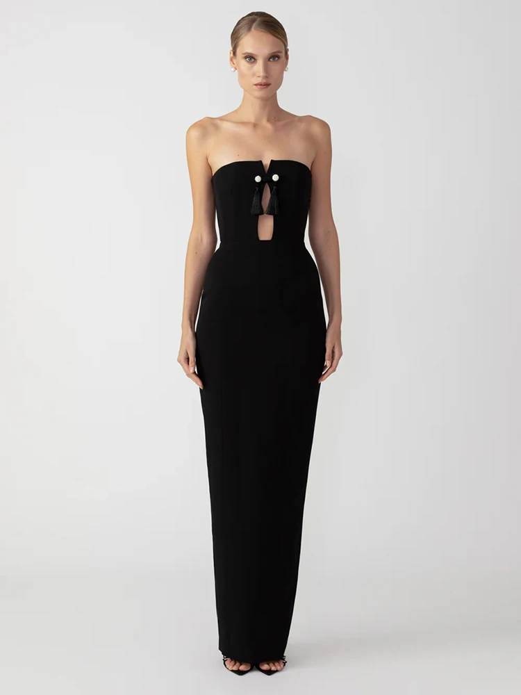 Sexy Strapless Bandage Maxi Dress Casual Club Party Dress For Women Sleeveless Cut Out Bow Button Details Solid Slim
Sexy Strapless Bandage Maxi Dress Casual Club Party Dress For Women Sleeveless Cut Out Bow Button Details Solid Slim