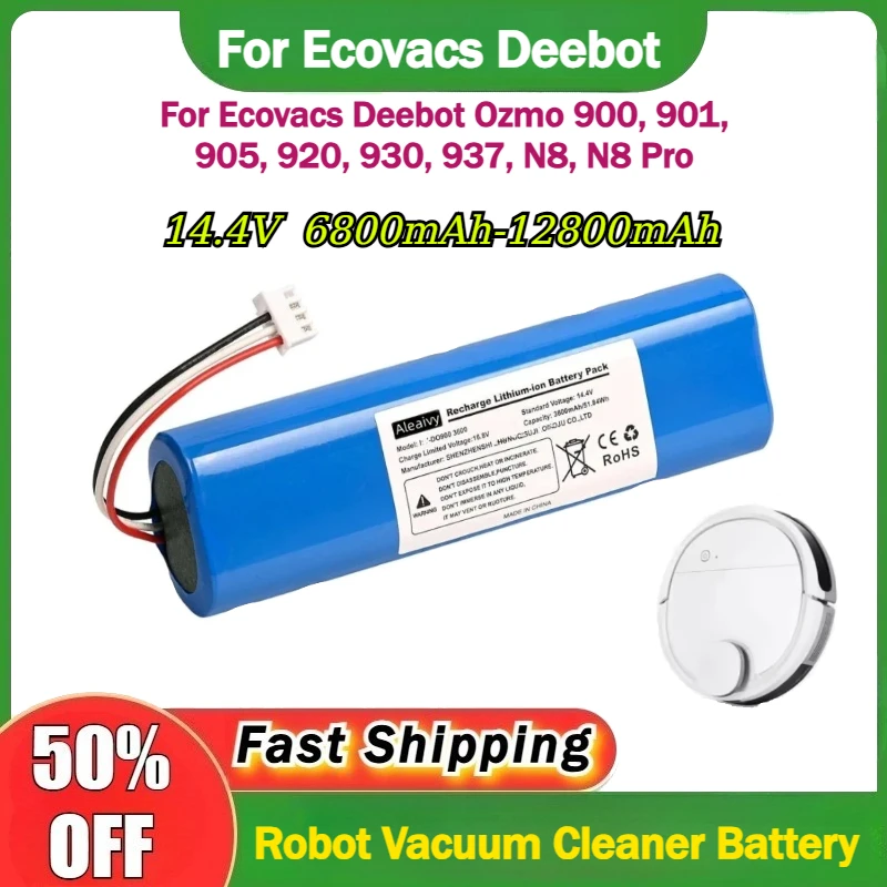 For Ecovacs Deebot Ozmo 900,901,905,920,930,937,N8,N8 Pro Li-ION 14.4V Robot Vacuum Cleaner Replacement Battery 6800mAh-12800mAh
For Ecovacs Deebot Ozmo 900,901,905,920,930,937,N8,N8 Pro Li-ION 14.4V Robot Vacuum Cleaner Replacement Battery 6800mAh-12800mAh