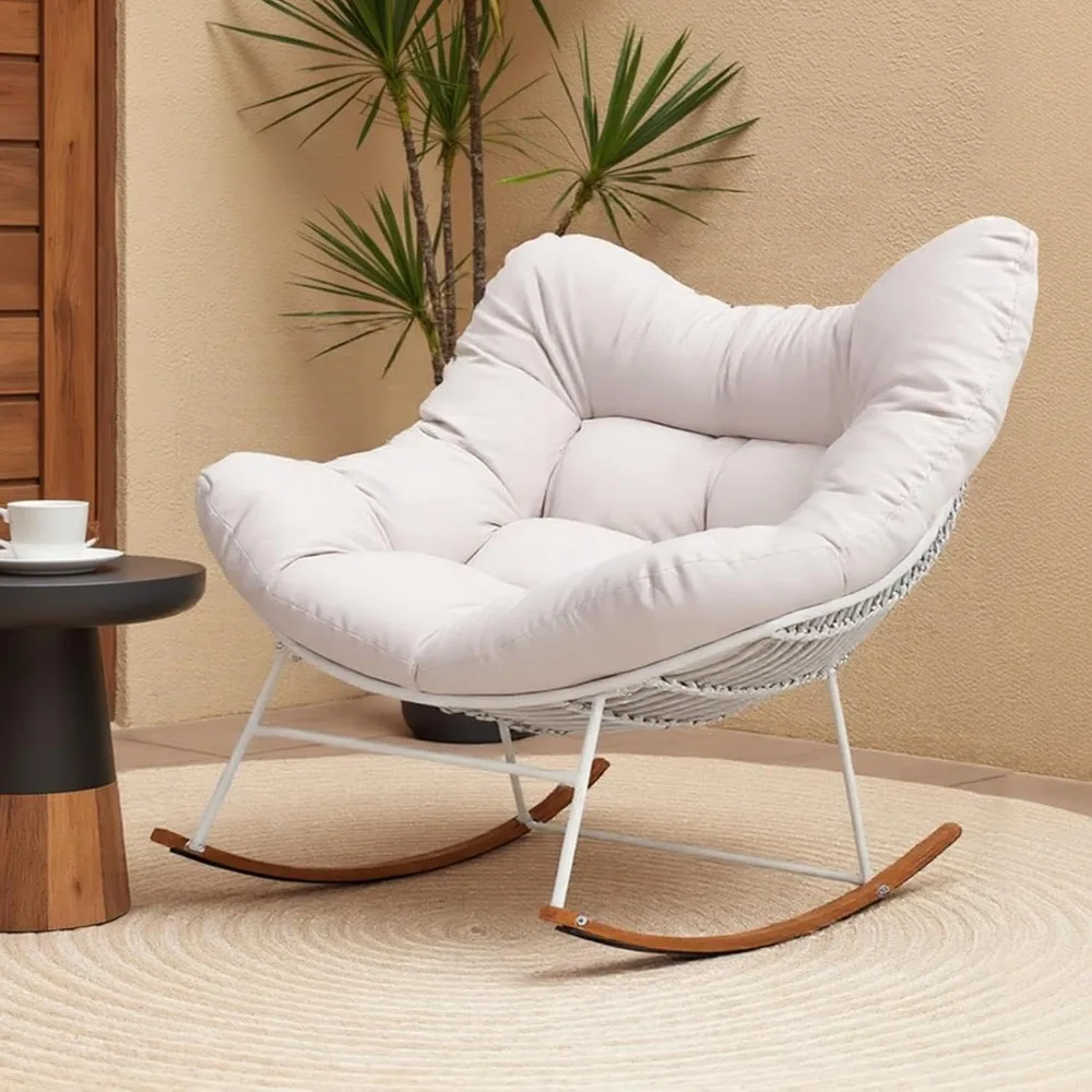 Modern Patio Egg Chair, Oversized Papasan Rocking Chair for Outside Porch Balcony Indoor (White)
Modern Patio Egg Chair, Oversized Papasan Rocking Chair for Outside Porch Balcony Indoor (White)