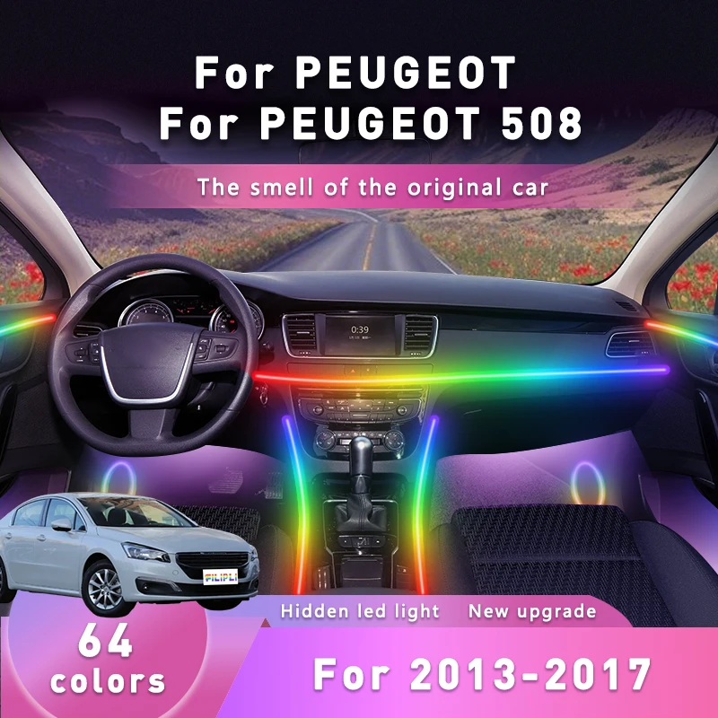 Для PEUGEOT 508 для 2020 64, RGB автомобильный окружающий свет, Bluetooth-управляемая полоса внутреннего освещения автомобиля, сделай сам, светодиодная лента для салона автомобиля
Для PEUGEOT 508 для 2020 64, RGB автомобильный окружающий свет, Bluetooth-управляемая полоса внутреннего освещения автомобиля, сделай сам, светодиодная лента для салона автомобиля
