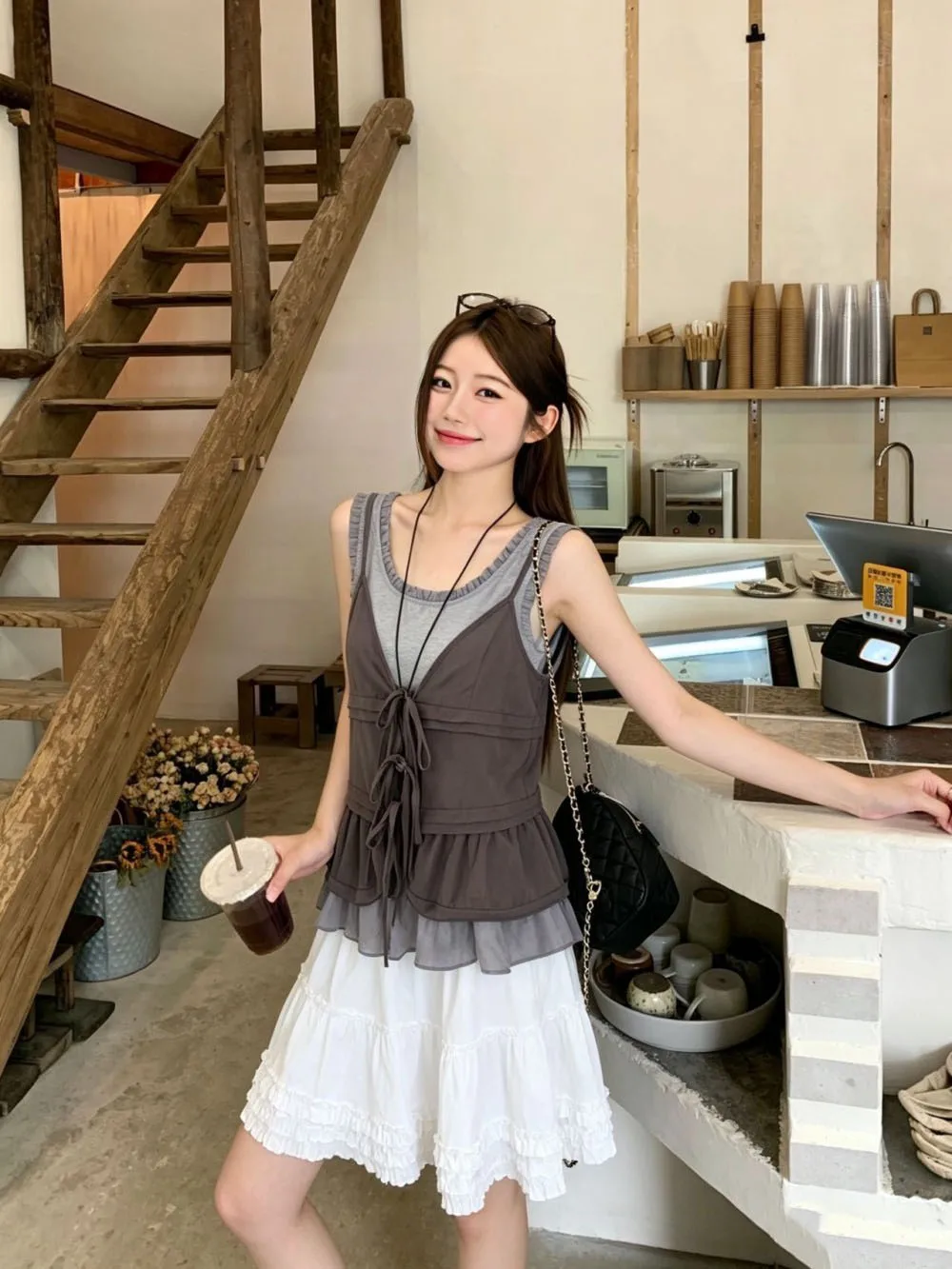 Retro Wood Grain Sleeveless Vest Women's Summer Layering V-neck Strap Two-piece Set Fashionable Commute Style Clothing
Retro Wood Grain Sleeveless Vest Women's Summer Layering V-neck Strap Two-piece Set Fashionable Commute Style Clothing