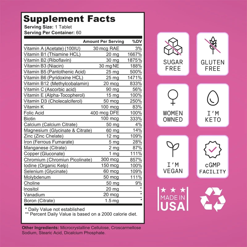 Female vegetarian multivitamins -28 nutrients - enhance energy, skin - female multivitamins, ketones, vegetarian, gluten free
Female vegetarian multivitamins -28 nutrients - enhance energy, skin - female multivitamins, ketones, vegetarian, gluten free