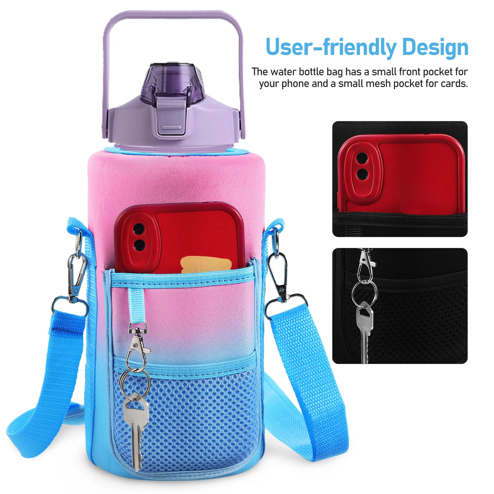 2 pcs Water Bottle Carrier Bags Hollow View Window Front Pocket Mesh Compartment Adjustable Strap For Gym Sports Hiking Camping
2 pcs Water Bottle Carrier Bags Hollow View Window Front Pocket Mesh Compartment Adjustable Strap For Gym Sports Hiking Camping