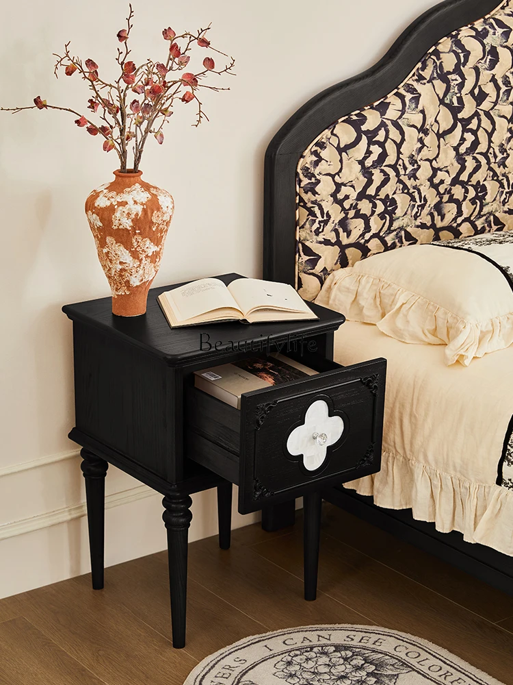 French Retro Bedside Table Solid Wood Master Bedroom Home Bedroom Black American Bedside Table
French Retro Bedside Table Solid Wood Master Bedroom Home Bedroom Black American Bedside Table