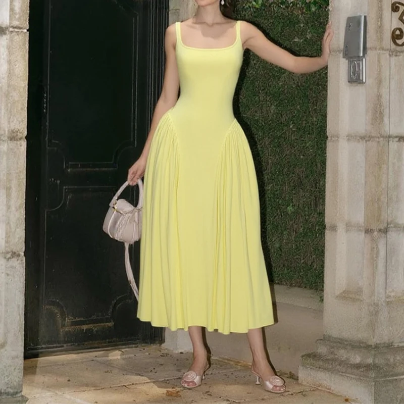 OMSJ 2025 желтые плиссированные платья на бретелях женские 2023 новые летние повседневные тонкие сексуальные длинные платья без рукавов с открытой спиной и складками элегантная одежда
OMSJ 2025 желтые плиссированные платья на бретелях женские 2023 новые летние повседневные тонкие сексуальные длинные платья без рукавов с открытой спиной и складками элегантная одежда