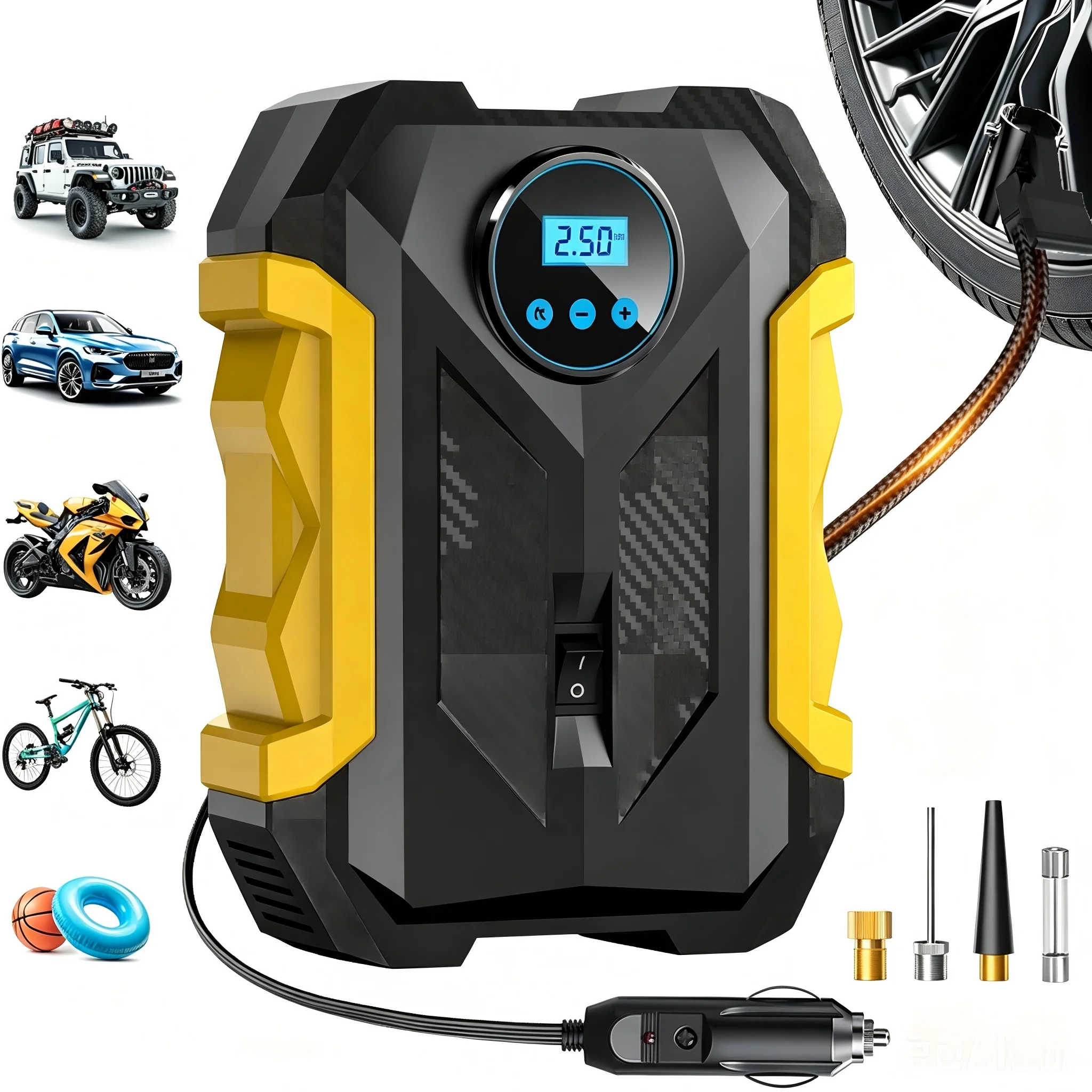 Carsun 12V Tire Inflator 35L/Min Portable Air Compressor 150Psi Digital Gauge Pump Led Light Auto Shut-Off Car Motorcycle Bike
Carsun 12V Tire Inflator 35L/Min Portable Air Compressor 150Psi Digital Gauge Pump Led Light Auto Shut-Off Car Motorcycle Bike