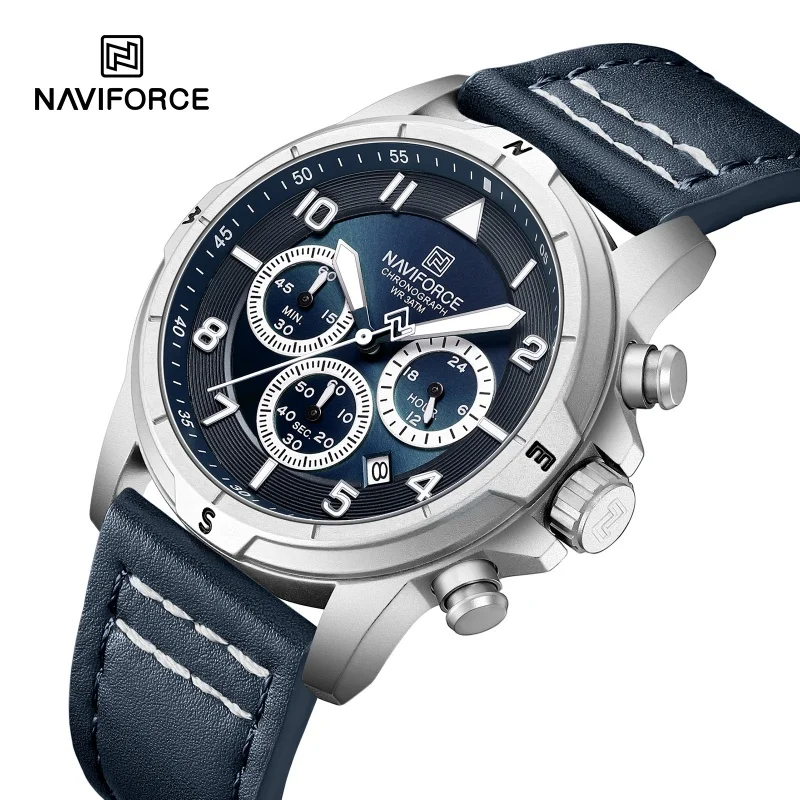 NAVIFORCE Wristwatch for Men Quartz Chronograph Multi Dial 24 Hour Clock Leather Strap Male Modern Business Luxury Man's Watch
NAVIFORCE Wristwatch for Men Quartz Chronograph Multi Dial 24 Hour Clock Leather Strap Male Modern Business Luxury Man's Watch