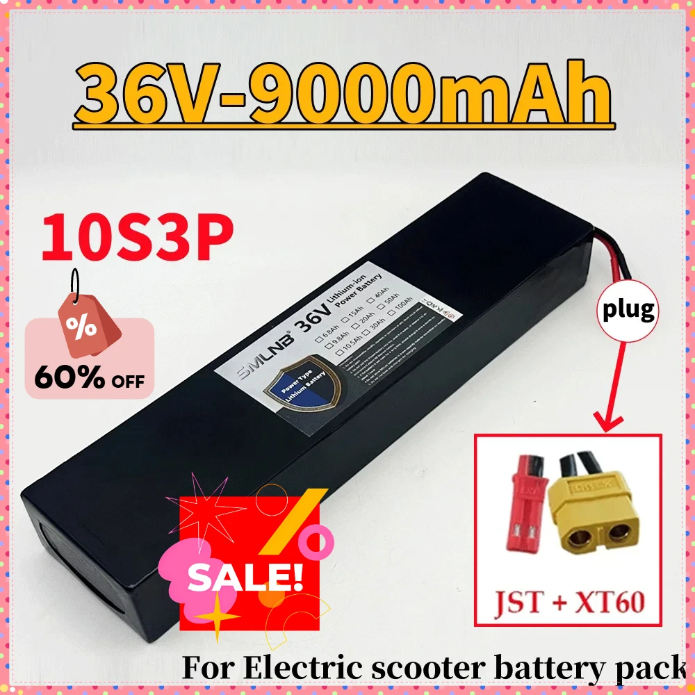18650 36V 36Ah Rechargeable Lithium Battery Pack 10S3P 500W Power Modified 36V Electric Scooter Battery with BMS, XT60 JST
18650 36V 36Ah Rechargeable Lithium Battery Pack 10S3P 500W Power Modified 36V Electric Scooter Battery with BMS, XT60 JST