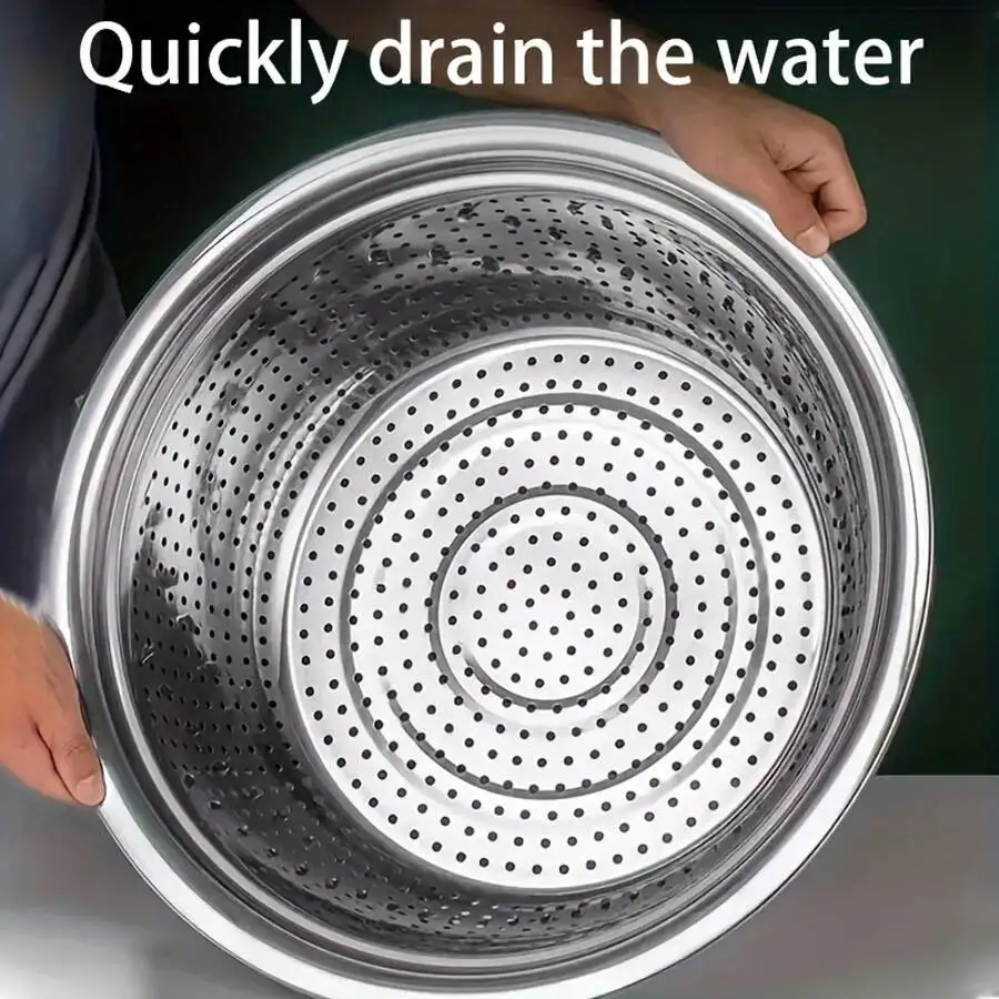 304 Stainless Steel Water Filter Basin, Multifunctional, Durable, Rust-Resistant Kitchen Strainer, Suitable For Draining Vegetables And Noodles, Commercial-Grade, Dirt-Resistant Washware
304 Stainless Steel Water Filter Basin, Multifunctional, Durable, Rust-Resistant Kitchen Strainer, Suitable For Draining Vegetables And Noodles, Commercial-Grade, Dirt-Resistant Washware