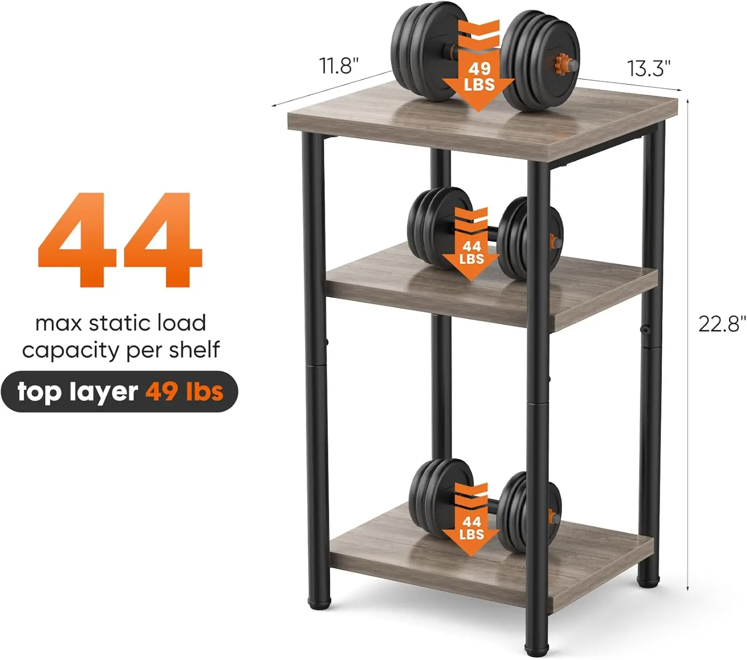 3-Tier End Table Set Of 2, Side Tables With Adjustable Feet, Small Nightstand Space-Saving For Bedroom Living Room Office, Grey 
3-Tier End Table Set Of 2, Side Tables With Adjustable Feet, Small Nightstand Space-Saving For Bedroom Living Room Office, Grey