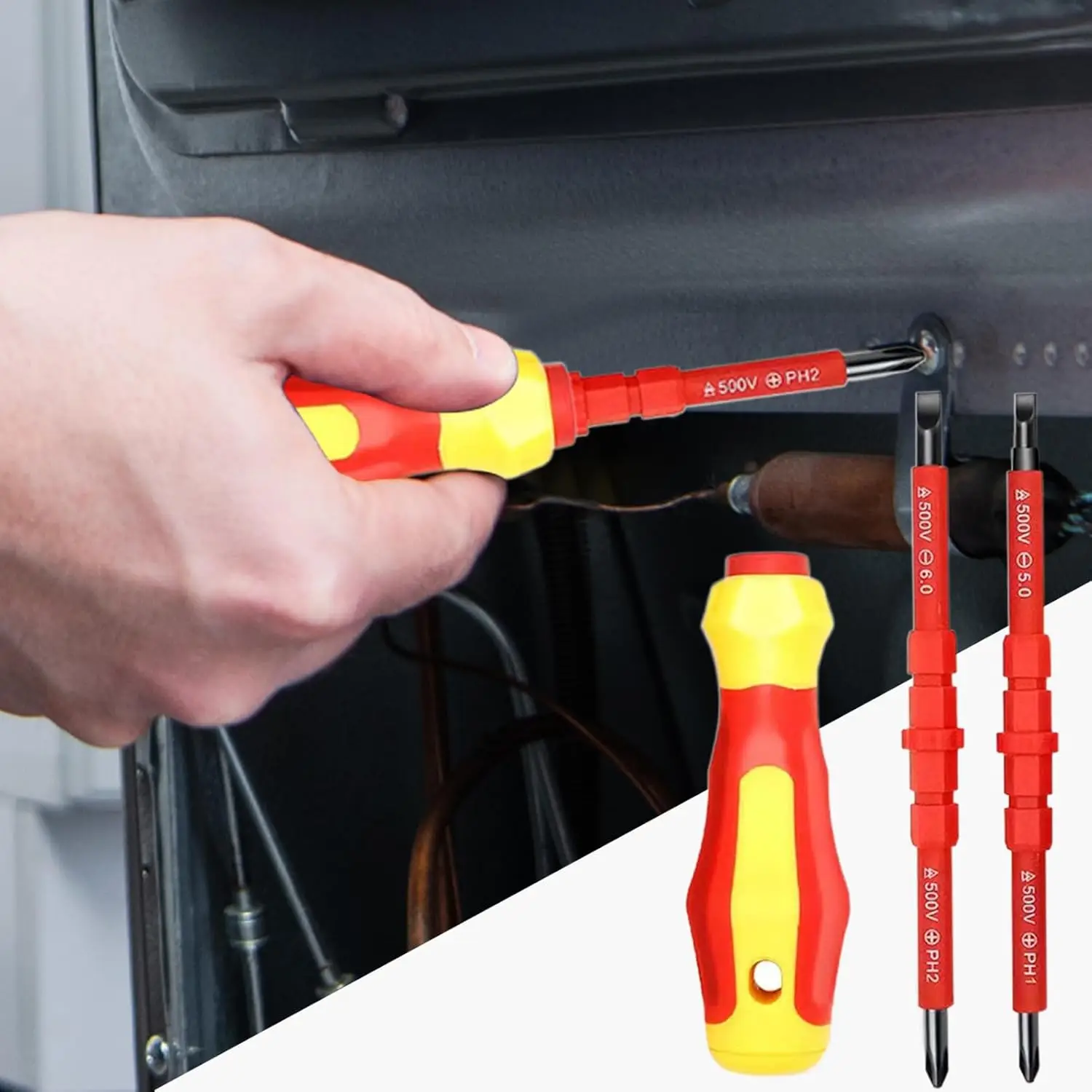 2-in-1 Insulated Screwdriver Set Non-Slip Handle Multi-Specification Phillips Head Rust-Proof Shockproof Multifunctional
2-in-1 Insulated Screwdriver Set Non-Slip Handle Multi-Specification Phillips Head Rust-Proof Shockproof Multifunctional