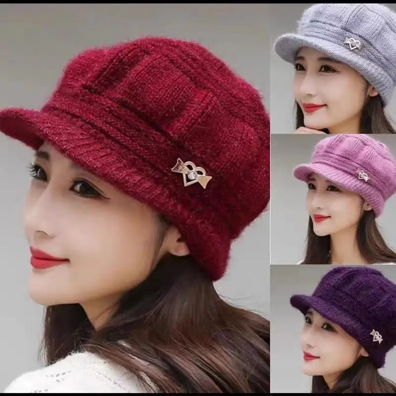 Winter Warm Knitted Duckbill Hat Thicken Soft Pumpkin Beret Hats Double Layers Protection Caps Mother's Fleece-lined Peaked Cap
Winter Warm Knitted Duckbill Hat Thicken Soft Pumpkin Beret Hats Double Layers Protection Caps Mother's Fleece-lined Peaked Cap