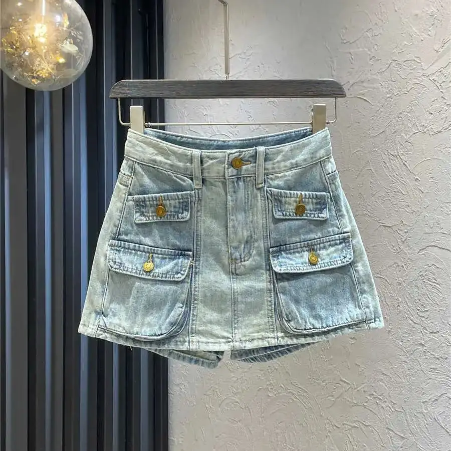 Pocket Design Denim Skirt For Women Summer High Waist Slim Fit Wrap Hip Mini Skirt Sexy Female Casual Short Skirt
Pocket Design Denim Skirt For Women Summer High Waist Slim Fit Wrap Hip Mini Skirt Sexy Female Casual Short Skirt