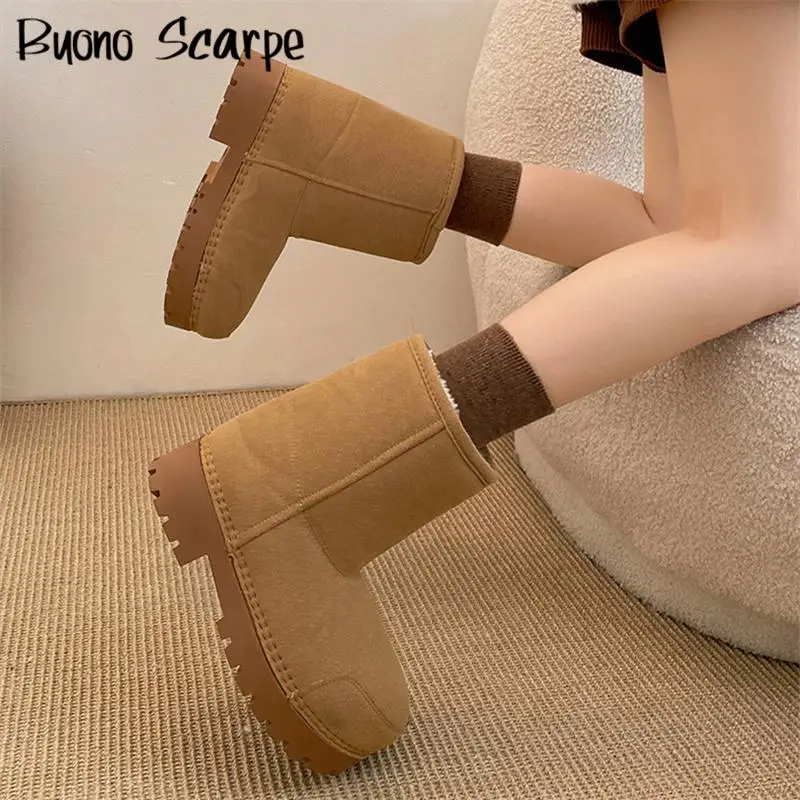 2025 Winter Suede Leather Round Toe Thick Bottom Platform Women Snow Boots Slip On Solid Color Fashion Western Warm Casual Shoes
2025 Winter Suede Leather Round Toe Thick Bottom Platform Women Snow Boots Slip On Solid Color Fashion Western Warm Casual Shoes
