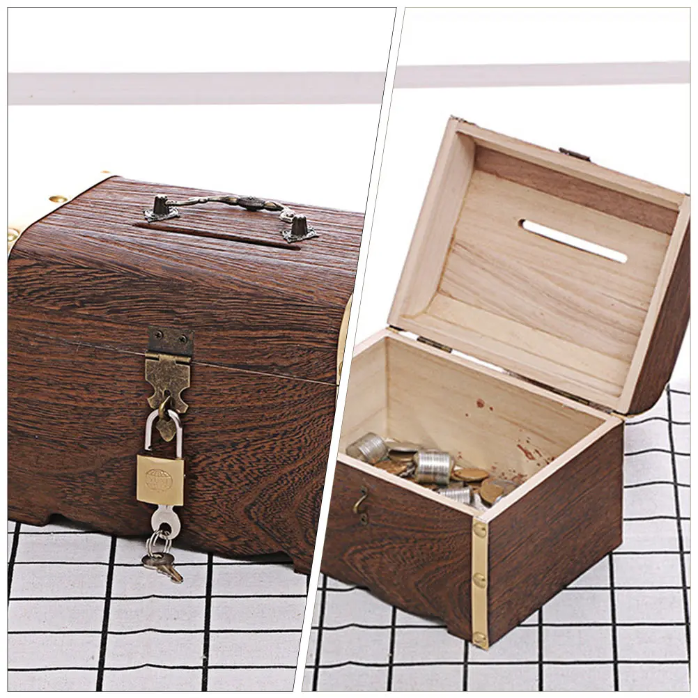 Wooden Treasure Chest Coin Bank H made Retro Storage Container Kids Piggy Small Size Wood Money Case Lock
Wooden Treasure Chest Coin Bank H made Retro Storage Container Kids Piggy Small Size Wood Money Case Lock
