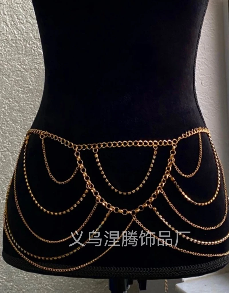 European and American fashion and sexy multi-layer fringed waist chain, metal necklace body chain wholesale
European and American fashion and sexy multi-layer fringed waist chain, metal necklace body chain wholesale