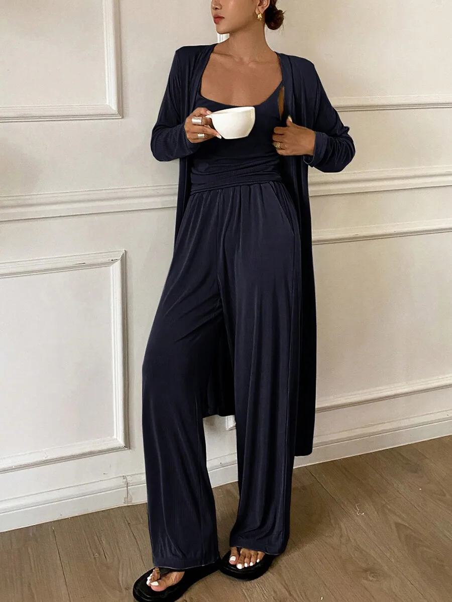 3pcs Minimalist Camisole Top Robe Pants Lounge Set Cozy Fall Winter Pajama
3pcs Minimalist Camisole Top Robe Pants Lounge Set Cozy Fall Winter Pajama