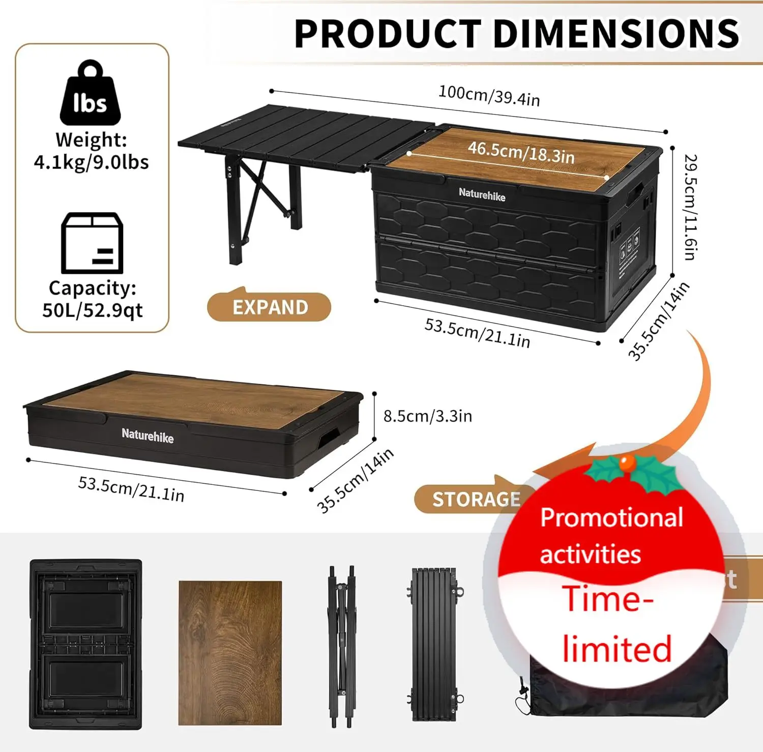 Lispace Camping Table with Storage Box, 50L Collapsible Trunk Organizer with Lid, Folding Storage Bin for Camping Picnic Home
Lispace Camping Table with Storage Box, 50L Collapsible Trunk Organizer with Lid, Folding Storage Bin for Camping Picnic Home
