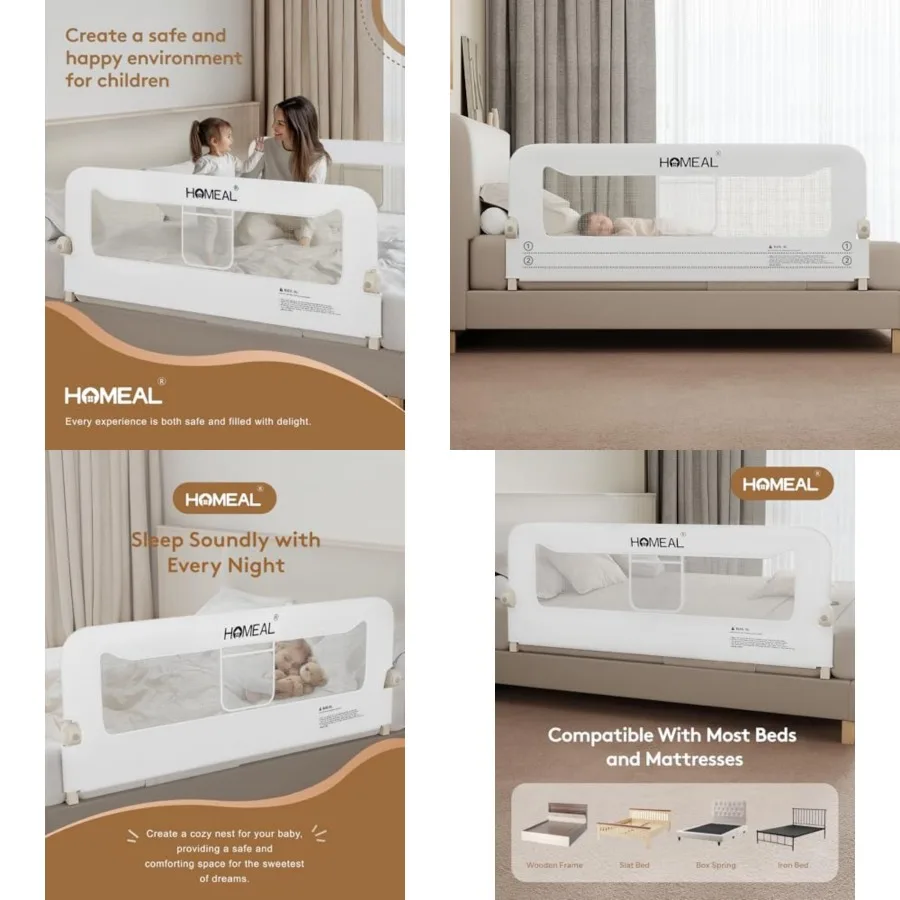 Bed Rail for Toddlers, 59" Extra Long Swing Down Bed Rail Guard with Double Reinforced Stability, Foldable Metal Safety Guard f
Bed Rail for Toddlers, 59" Extra Long Swing Down Bed Rail Guard with Double Reinforced Stability, Foldable Metal Safety Guard f