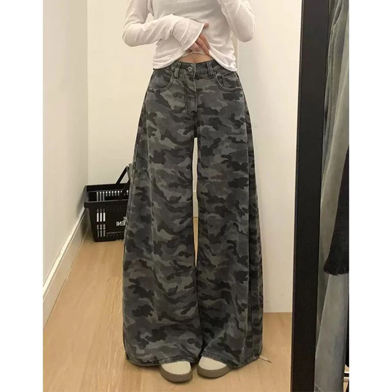 Female Retro Leisure High Waist Camouflage Jeans Women Fashion Straight Leg Denim Trousers High Street Lady Baggy Pants
Female Retro Leisure High Waist Camouflage Jeans Women Fashion Straight Leg Denim Trousers High Street Lady Baggy Pants