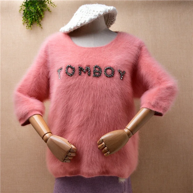 Female Women Fall Winter Clothing Sweet Pink Beading Mink Cashmere Knitted O-Neck Half Sleeves Loose Pullover Jumper Sweater Top
Female Women Fall Winter Clothing Sweet Pink Beading Mink Cashmere Knitted O-Neck Half Sleeves Loose Pullover Jumper Sweater Top