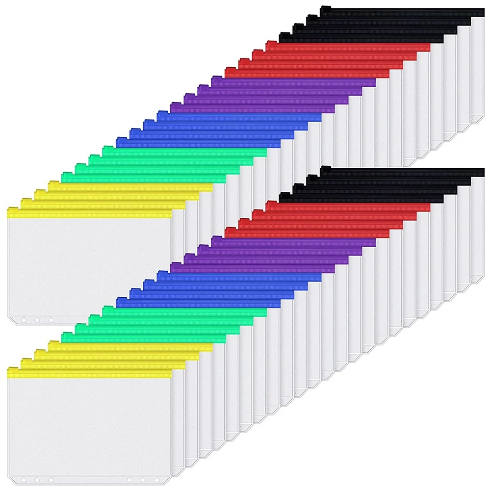 48 Pcs A5 Color Documents Bag Binder Pocket 6-Hole Zipper Binder Waterproof PVC Folder for Notebooks Documents and Cards
48 Pcs A5 Color Documents Bag Binder Pocket 6-Hole Zipper Binder Waterproof PVC Folder for Notebooks Documents and Cards