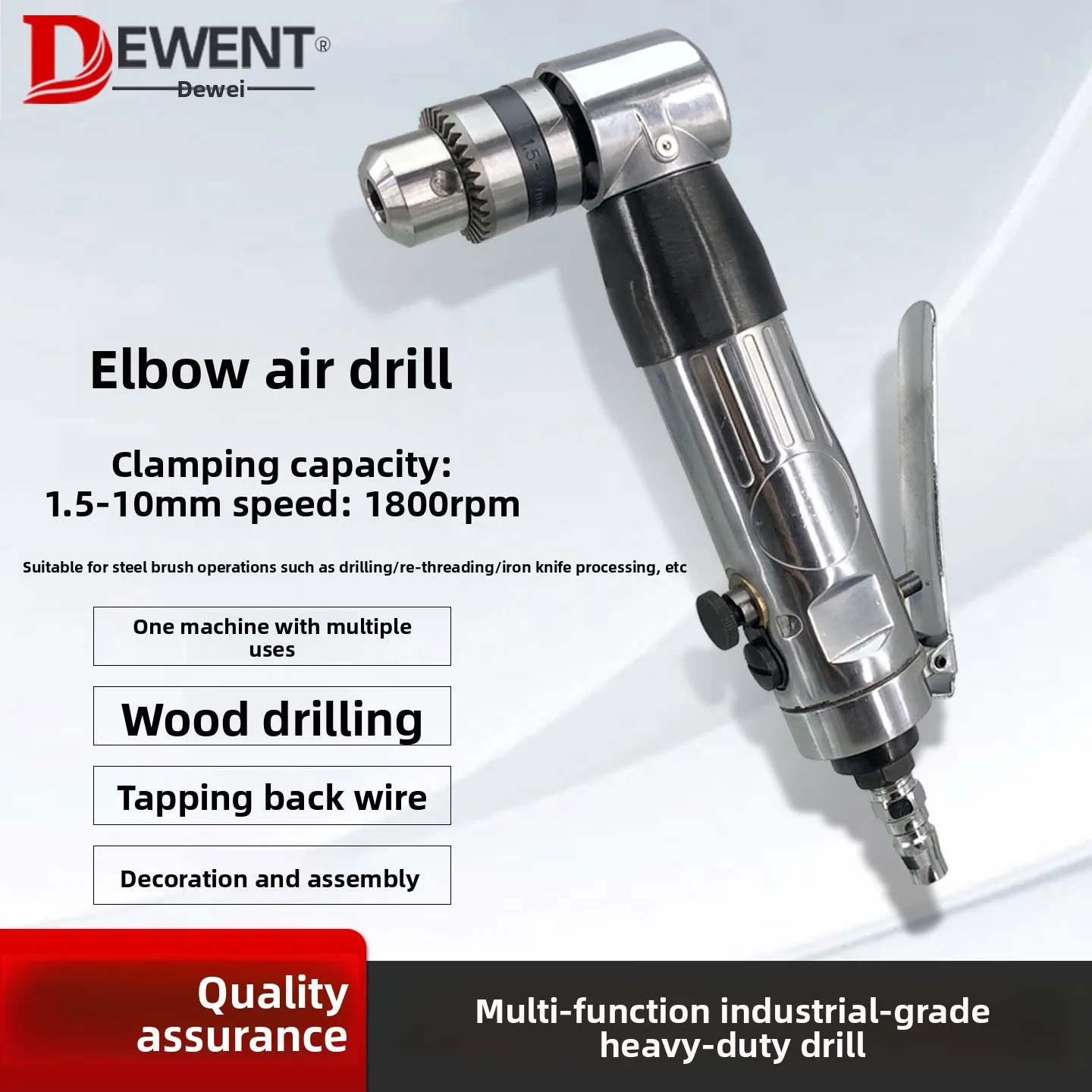 Taiwan Right-Angle Powerful Self-Locking Air Drill 3/8L Type Elbow Drill Machine Forward and Reverse Pneumatic Air Drill 10mm
Taiwan Right-Angle Powerful Self-Locking Air Drill 3/8L Type Elbow Drill Machine Forward and Reverse Pneumatic Air Drill 10mm