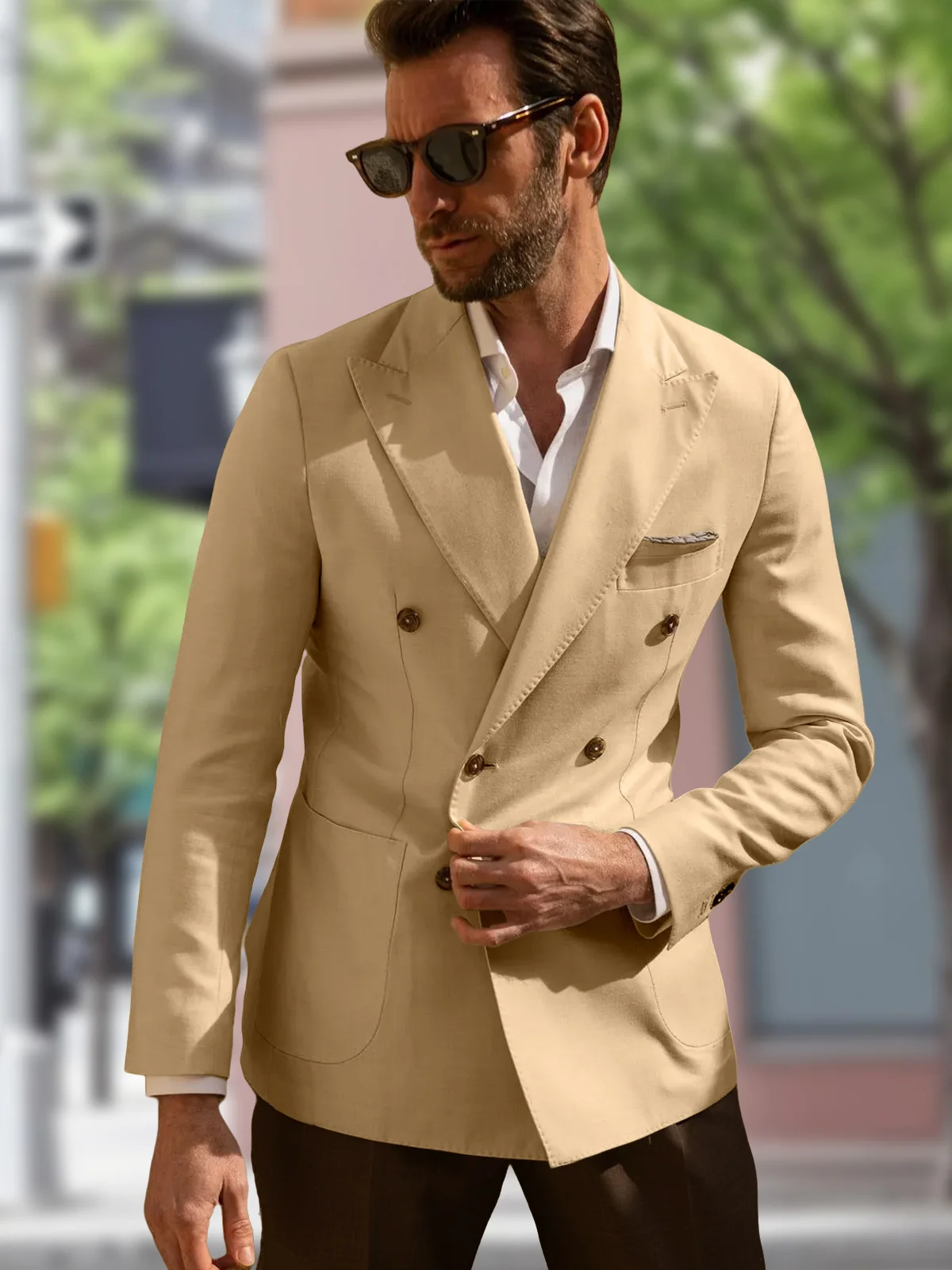 Casual Man 2 Piece Outfit Double Breasted Peaked Lapel Slim Fit Solid Tuxedo Blazers with Pant Fashion Suit for Men Traje Hombre
Casual Man 2 Piece Outfit Double Breasted Peaked Lapel Slim Fit Solid Tuxedo Blazers with Pant Fashion Suit for Men Traje Hombre