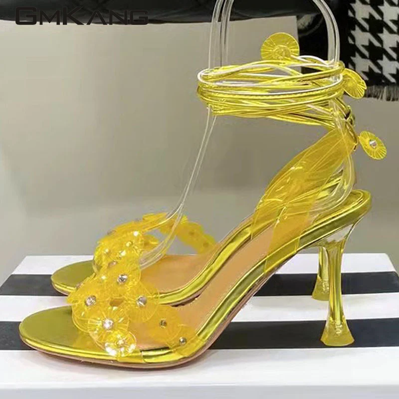 Summer Flower Decorate Sandals Women High Heels Ankle Cross Tied Wedding Shoes Peep Toe Thin Heels Gladiator Sandals Woman
Summer Flower Decorate Sandals Women High Heels Ankle Cross Tied Wedding Shoes Peep Toe Thin Heels Gladiator Sandals Woman