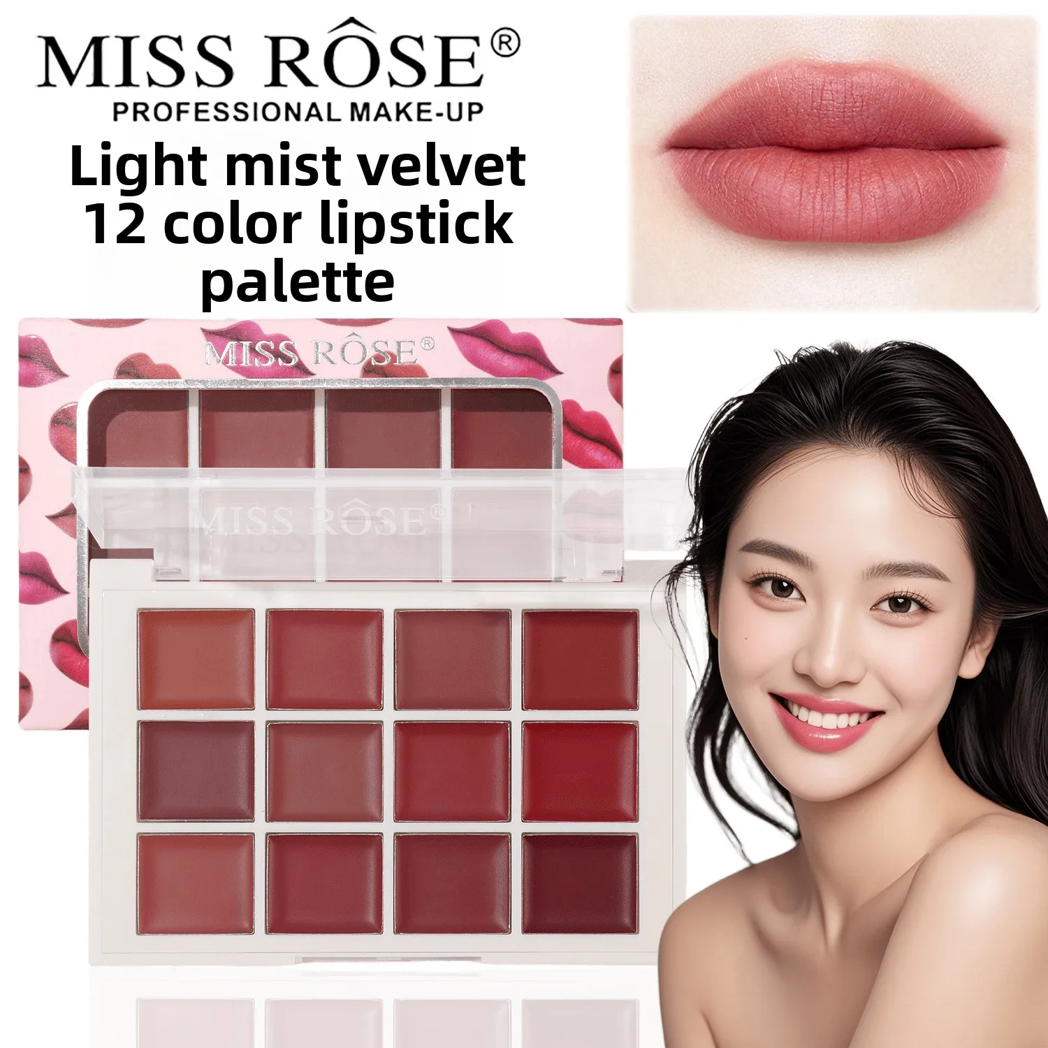 MISS ROSE 12 Colors Lip & Blush Dual-use Palette Matte Lip Mud Lip Gloss Multi-functional Makeup Palette Lipstick Blush Cosmetic
MISS ROSE 12 Colors Lip & Blush Dual-use Palette Matte Lip Mud Lip Gloss Multi-functional Makeup Palette Lipstick Blush Cosmetic