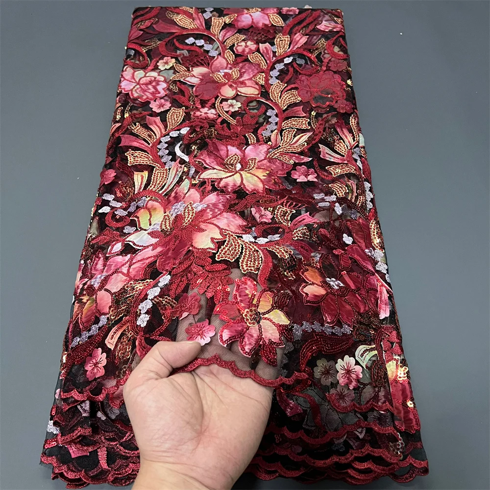 Африканская нигерийская тюлевая кружевная ткань с вышивкой блестками, швейная гипюровая сетчатая ткань, платья для выпускного вечера, высокое качество, 2025, ZJ059 
Африканская нигерийская тюлевая кружевная ткань с вышивкой блестками, швейная гипюровая сетчатая ткань, платья для выпускного вечера, высокое качество, 2025, ZJ059