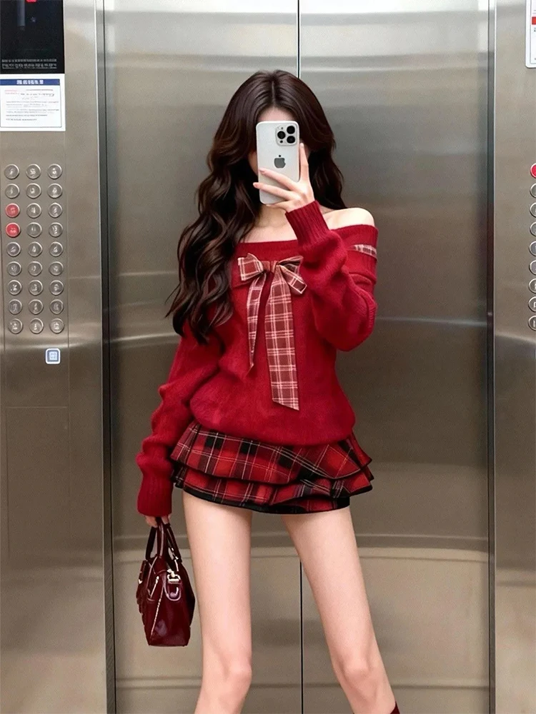 Sweet Sle Red One-oulder Knitted Sweater Women's Autumn Winter Warm Knot Tie Soft Snugly Top Casual Daily Wear
Sweet Sle Red One-oulder Knitted Sweater Women's Autumn Winter Warm Knot Tie Soft Snugly Top Casual Daily Wear