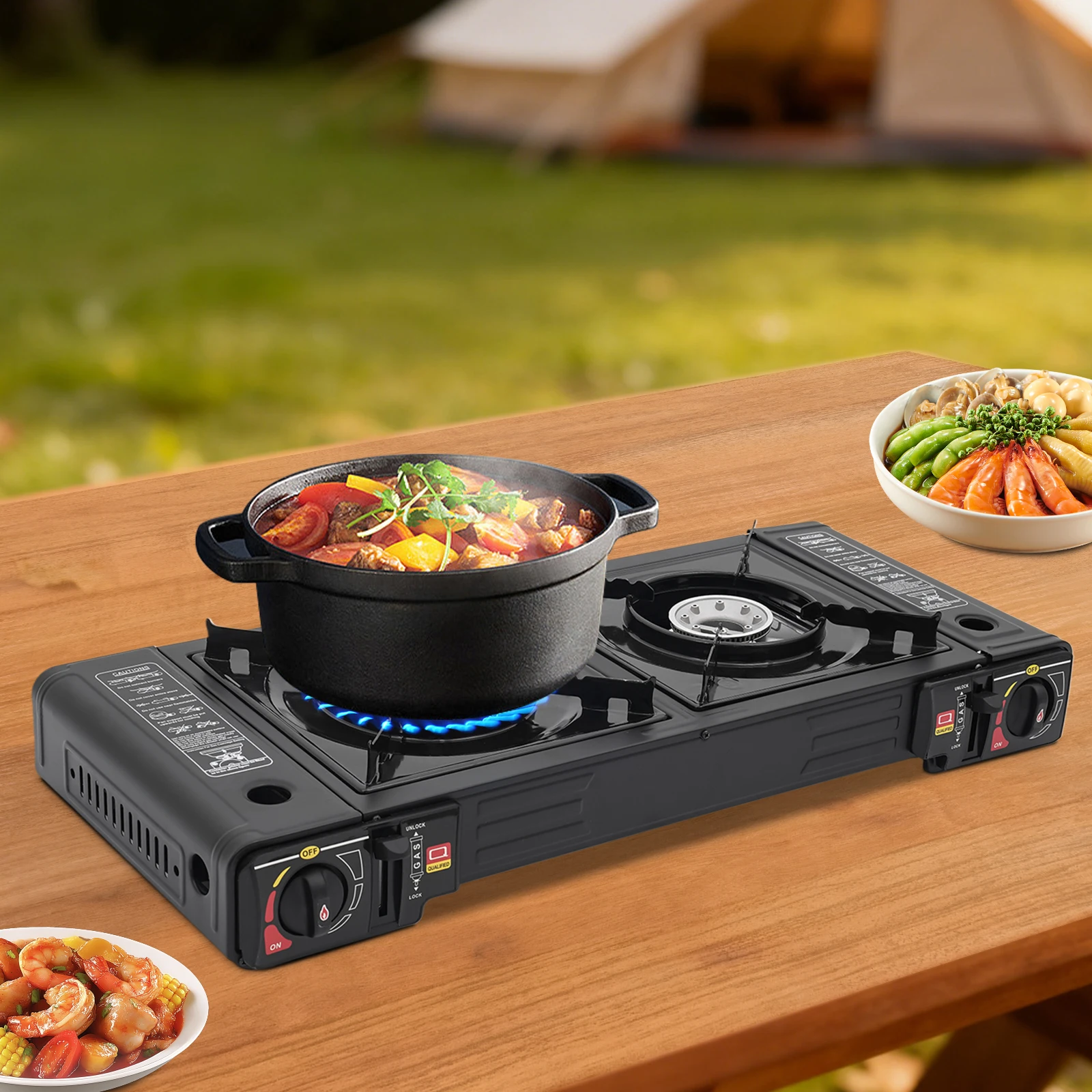 Gas Stove 2 Burner Portable Butane Camping Stove Self-Ignition Camping Burner LPG with Carry Case for Motorhome, 64 x 27.8 x 8 cm
Gas Stove 2 Burner Portable Butane Camping Stove Self-Ignition Camping Burner LPG with Carry Case for Motorhome, 64 x 27.8 x 8 cm