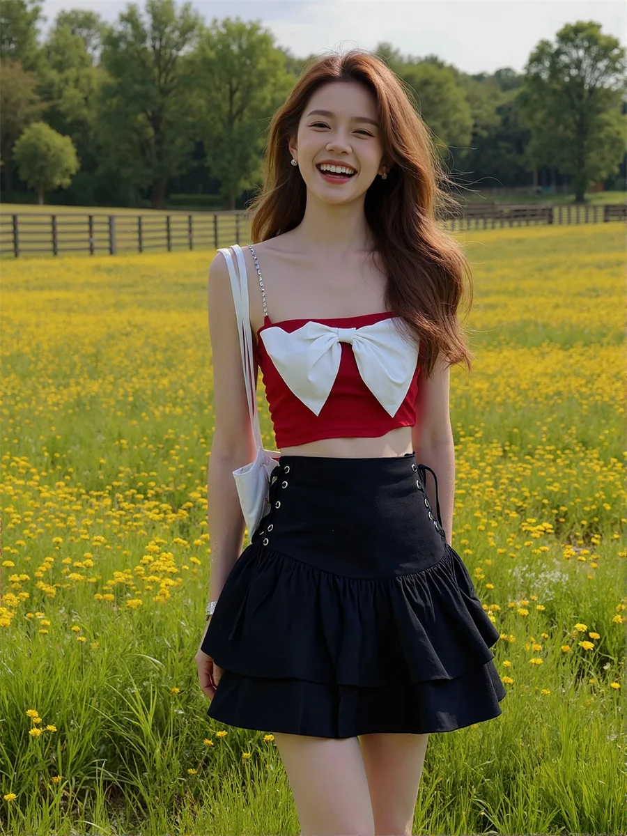 Black Bandage Mini Skirts Womens Pleated Layered Ruffle Patchwork Cake Tiered Ruffled Chiffon Elegant Feminina Artistic Spring
Black Bandage Mini Skirts Womens Pleated Layered Ruffle Patchwork Cake Tiered Ruffled Chiffon Elegant Feminina Artistic Spring