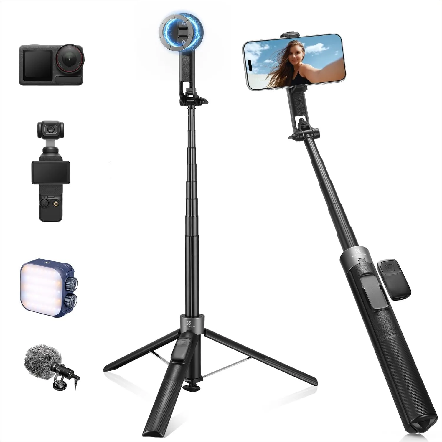 72" Phone Tripod, 3-in-1 Clip & Magnetic Selfie Stick with Remote, Automatic Phone Tripod Stand for iPhone Android
72" Phone Tripod, 3-in-1 Clip & Magnetic Selfie Stick with Remote, Automatic Phone Tripod Stand for iPhone Android