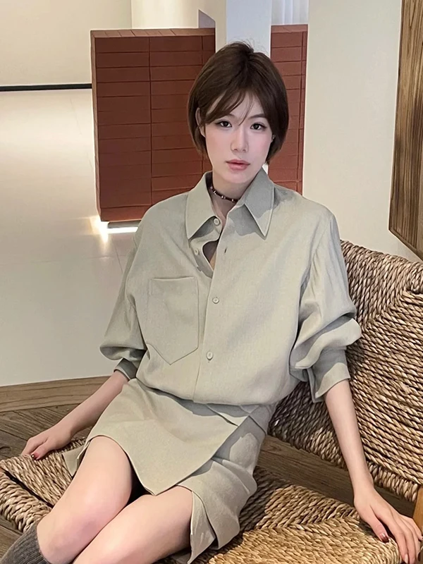 Fashionable Chic Shirt Dress Long Sleeve Wrap Body Slim Fit Asymmetrical Turn-down Collar Lightweight Luxury Short Dress
Fashionable Chic Shirt Dress Long Sleeve Wrap Body Slim Fit Asymmetrical Turn-down Collar Lightweight Luxury Short Dress